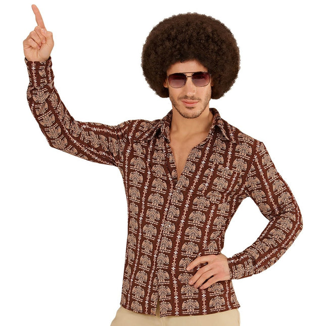 Disco 70S Blouse Bruin Heren Old School van Widmann koop je bij Partywinkel