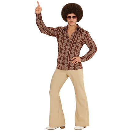 Disco 70S Blouse Bruin Heren Old School van Widmann koop je bij Partywinkel