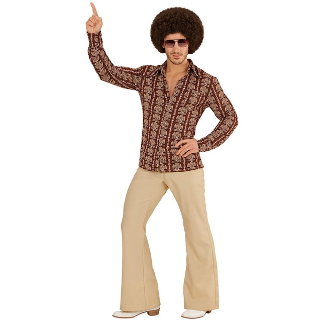 Disco 70S Blouse Bruin Heren Old School van Widmann koop je bij Partywinkel