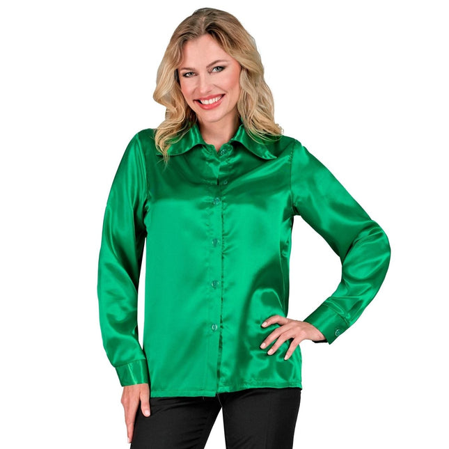 Disco 70S Blouse Groen van Widmann koop je bij Partywinkel