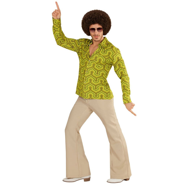 Disco 70S Blouse Groen Heren Behang van Widmann koop je bij Partywinkel