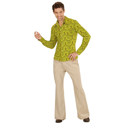 Disco 70S Blouse Groen Heren Behang van Widmann koop je bij Partywinkel