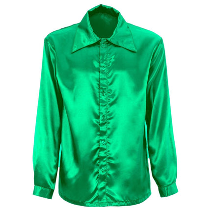 Disco 70S Blouse Groen Heren Satijn van Widmann koop je bij Partywinkel