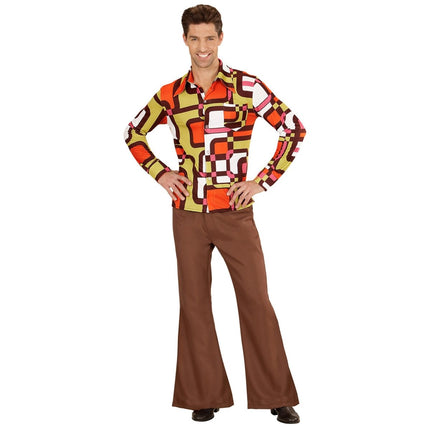 Disco 70S Blouse Groen Oranje Heren van Widmann koop je bij Partywinkel