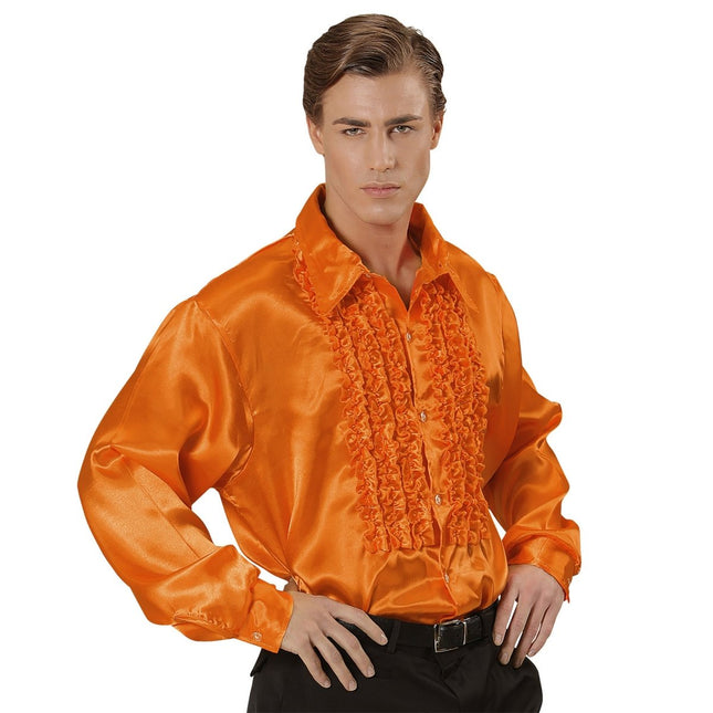 Disco 70S Blouse Oranje Heren van Widmann koop je bij Partywinkel