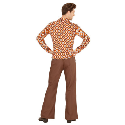 Disco 70S Blouse Oranje Heren Ruit van Widmann koop je bij Partywinkel