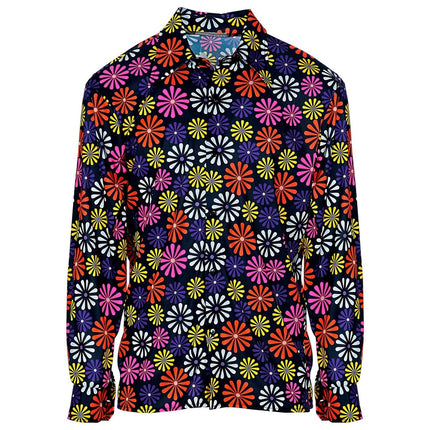 Disco 70S Blouse Paars Heren Bloemen van Widmann koop je bij Partywinkel