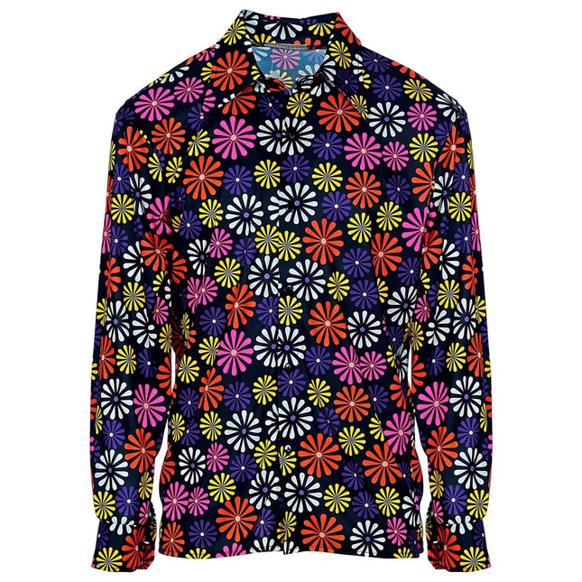 Disco 70S Blouse Paars Heren Bloemen van Widmann koop je bij Partywinkel