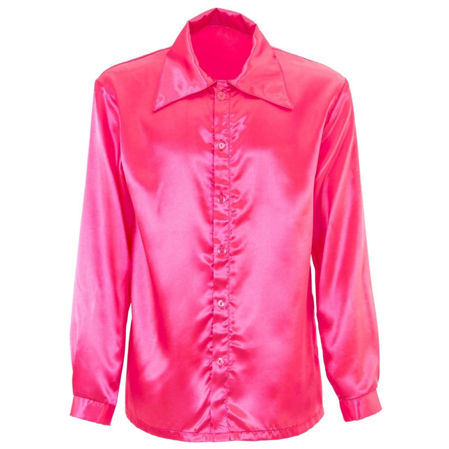 Disco 70S Blouse Roze Heren Satijn van Widmann koop je bij Partywinkel
