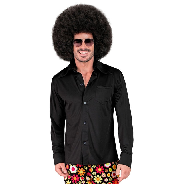 Disco 70S Blouse Zwart Heren Luxe van Widmann koop je bij Partywinkel