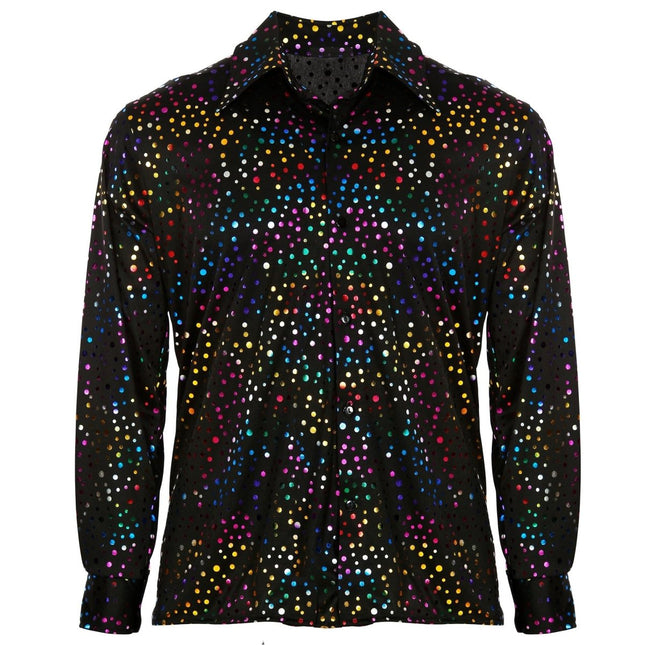 Disco 70S Blouse Zwart Heren Metallic van Widmann koop je bij Partywinkel