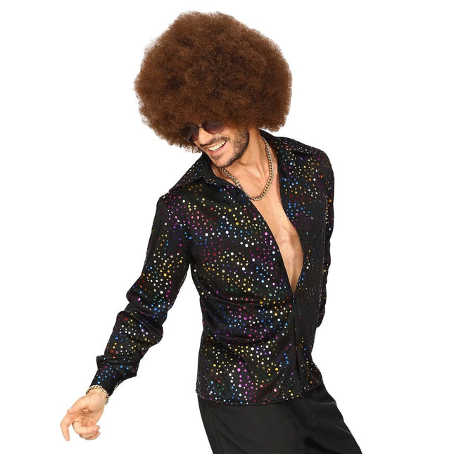 Disco 70S Blouse Zwart Heren Metallic van Widmann koop je bij Partywinkel