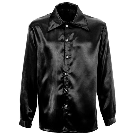 Disco 70S Blouse Zwart Heren Satijn van Widmann koop je bij Partywinkel