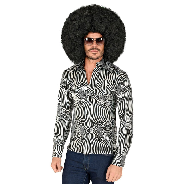 Disco 70S Blouse Zwart Zilver Heren van Widmann koop je bij Partywinkel