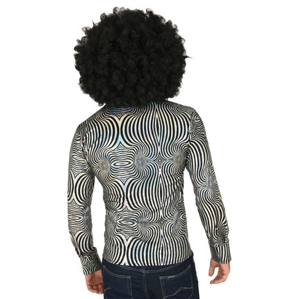 Disco 70S Blouse Zwart Zilver Heren van Widmann koop je bij Partywinkel