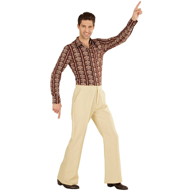 Disco 70S Broek Beige Heren van Widmann koop je bij Partywinkel