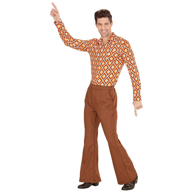 Disco 70S Broek Bruin Heren van Widmann koop je bij Partywinkel