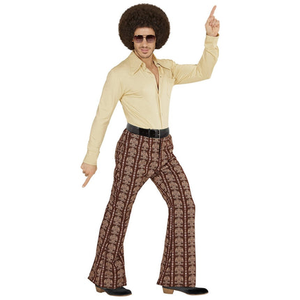 Disco 70S Broek Bruin Heren Old School van Widmann koop je bij Partywinkel
