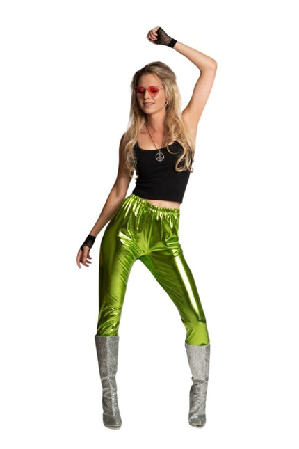 Disco 70S Broek Groen Metalic van Partychimp koop je bij Partywinkel