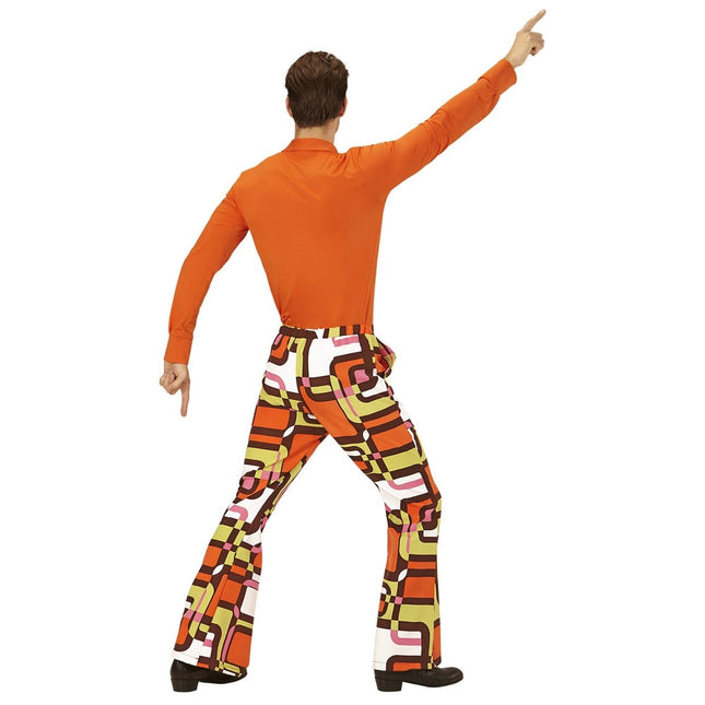 Disco 70S Broek Groen Oranje Heren van Widmann koop je bij Partywinkel