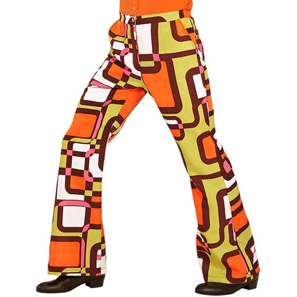 Disco 70S Broek Groen Oranje Heren van Widmann koop je bij Partywinkel