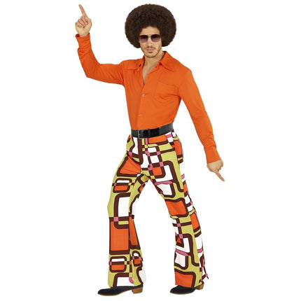 Disco 70S Broek Groen Oranje Heren van Widmann koop je bij Partywinkel