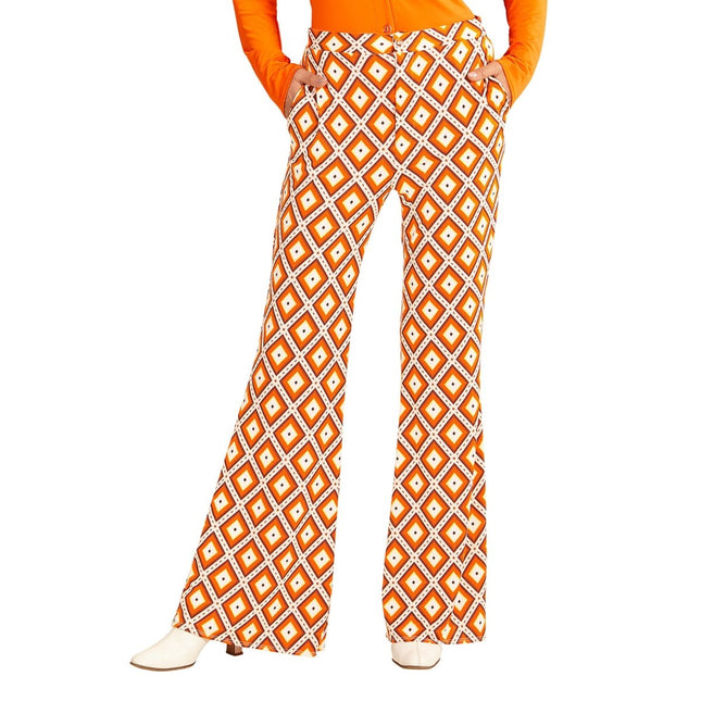 Disco 70S Broek Oranje Dames Ruit van Widmann koop je bij Partywinkel