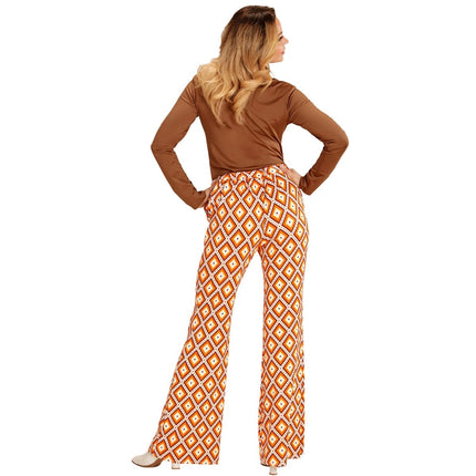 Disco 70S Broek Oranje Dames Ruit van Widmann koop je bij Partywinkel