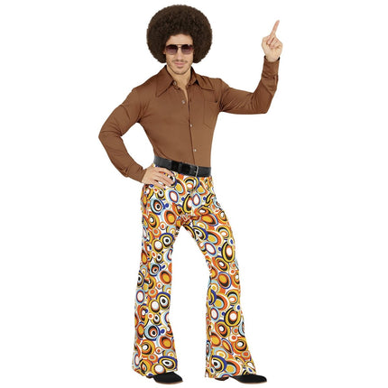 Disco 70S Broek Oranje Heren Cirkels van Widmann koop je bij Partywinkel