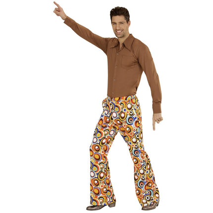 Disco 70S Broek Oranje Heren Cirkels van Widmann koop je bij Partywinkel