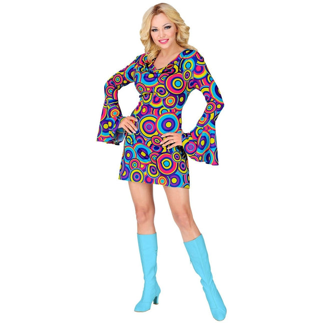 Disco 70S Jurk Blauw Paars Dames van Widmann koop je bij Partywinkel
