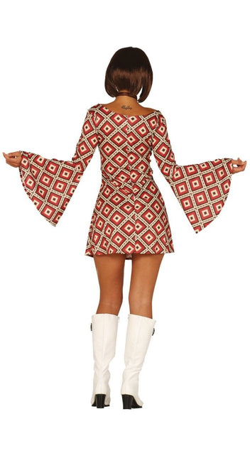 Disco 70S Jurk Blauw Rood Dames van Fiestas Guirca koop je bij Partywinkel