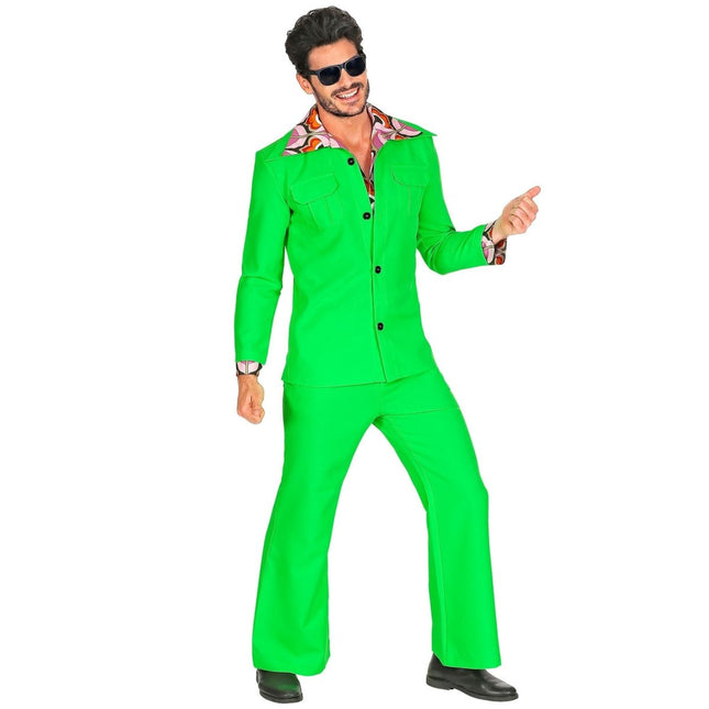 Disco 70S Kostuum Neon Groen Heren van Widmann koop je bij Partywinkel