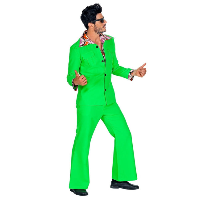Disco 70S Kostuum Neon Groen Heren van Widmann koop je bij Partywinkel
