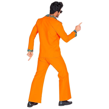 Disco 70S Kostuum Oranje Heren Bloemen van Widmann koop je bij Partywinkel