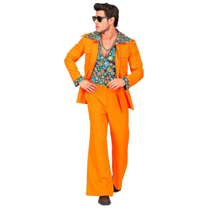 Disco 70S Kostuum Oranje Heren Bloemen van Widmann koop je bij Partywinkel
