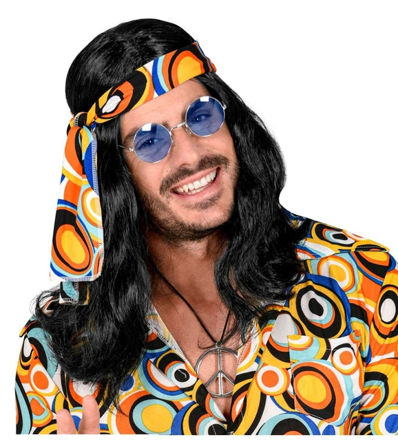 Disco 70S Pruik Zwart Met Hoofdband van Widmann koop je bij Partywinkel