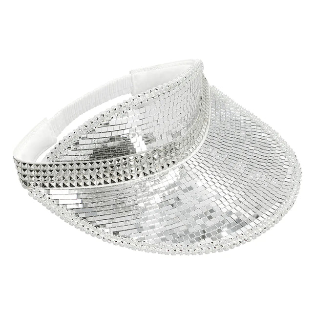 Disco 70S Zonneklep Zilver Pailletten van Boland koop je bij Partywinkel