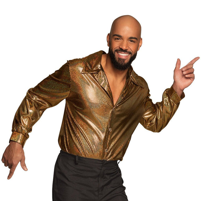 Disco Blouse Goud Heren Glitter van Boland koop je bij Partywinkel