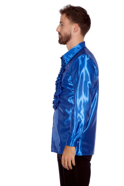 Disco Blouse Ruches Blauw van Wilbers & Wilbers koop je bij Partywinkel