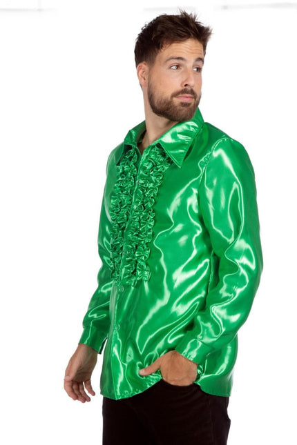 Disco Blouse Ruches Donkergroen van Wilbers & Wilbers koop je bij Partywinkel