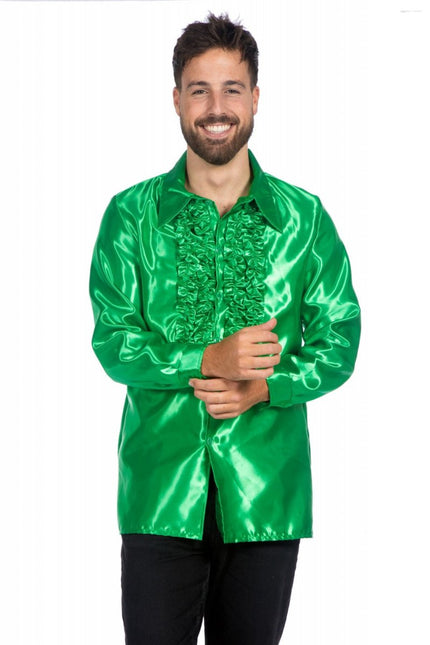 Disco Blouse Ruches Donkergroen van Wilbers & Wilbers koop je bij Partywinkel