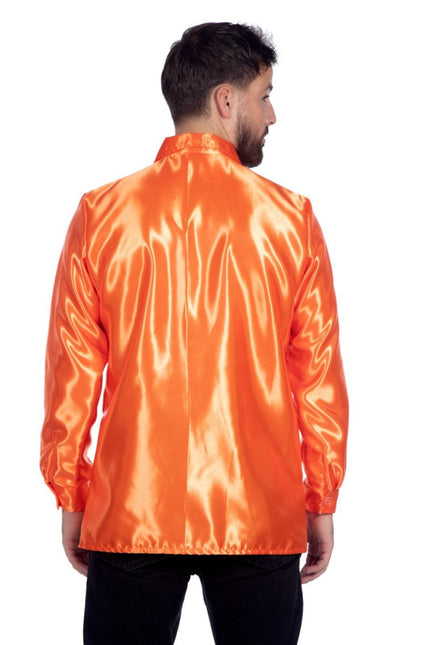 Disco Blouse Ruches Donkeroranje van Wilbers & Wilbers koop je bij Partywinkel