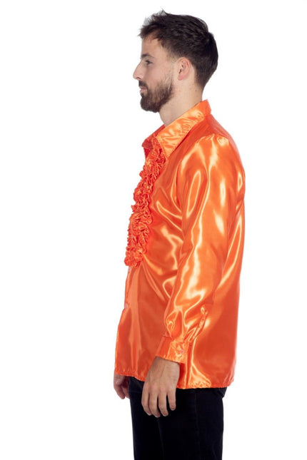 Disco Blouse Ruches Donkeroranje van Wilbers & Wilbers koop je bij Partywinkel