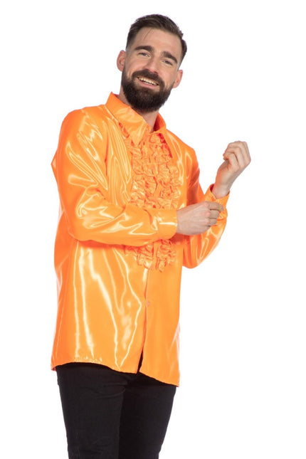 Disco Blouse Ruches Oranje van Wilbers & Wilbers koop je bij Partywinkel