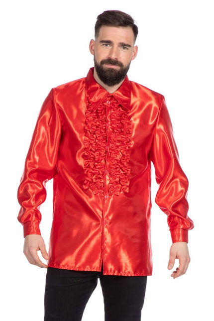 Disco Blouse Ruches Rood van Wilbers & Wilbers koop je bij Partywinkel