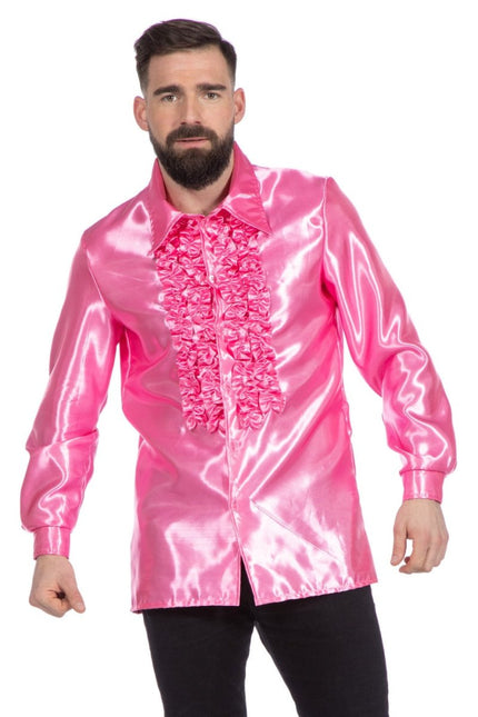 Disco Blouse Ruches Roze van Wilbers & Wilbers koop je bij Partywinkel