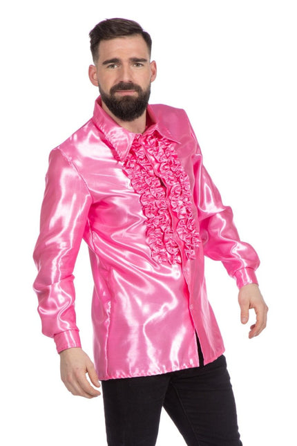 Disco Blouse Ruches Roze van Wilbers & Wilbers koop je bij Partywinkel