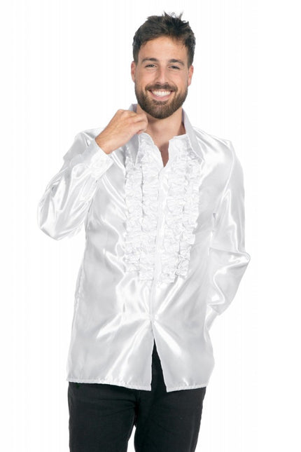 Disco Blouse Ruches Wit van Wilbers & Wilbers koop je bij Partywinkel