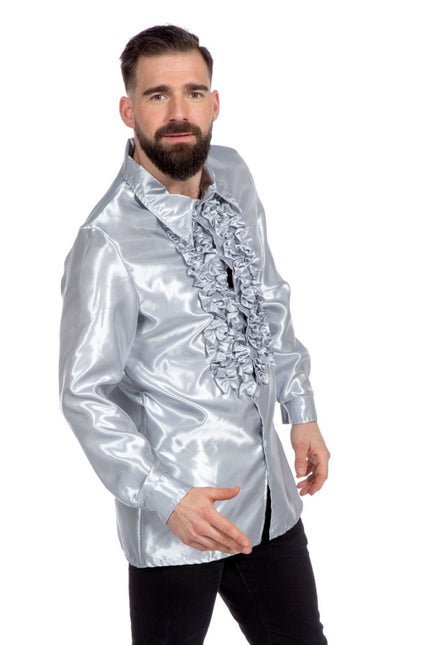 Disco Blouse Ruches Zilver van Wilbers & Wilbers koop je bij Partywinkel